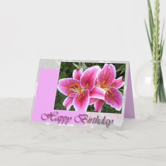 Stargazer Lily Floral Geburtstag Karte (Vorderseite)