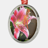 Stargazer Lily Fotograf Ornament Aus Metall (Links)