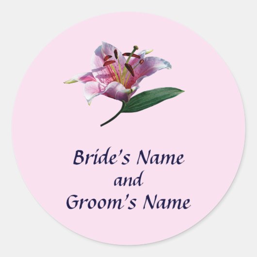 Stargazer Lily Profil Save the Date Runder Aufkleber (Vorderseite)