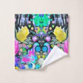 Stargazer Lily, Rose und Rosa Hibiskus Collage Badhandtuch Set (Waschlappen)