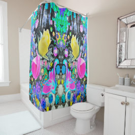 Stargazer Lily, Rose und Rosa Hibiskus Collage Duschvorhang