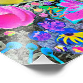 Stargazer Lily, Rose und Rosa Hibiskus Collage Fotodruck (Ecke)