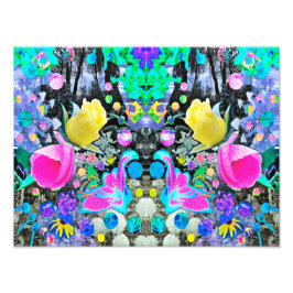 Stargazer Lily, Rose und Rosa Hibiskus Collage Fotodruck