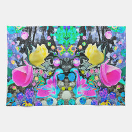 Stargazer Lily, Rose und Rosa Hibiskus Collage Geschirrtuch