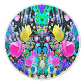 Stargazer Lily, Rose und Rosa Hibiskus Collage Keramikknauf (Vorderseite)