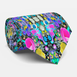 Stargazer Lily, Rose und Rosa Hibiskus Collage Krawatte