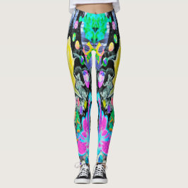 Stargazer Lily, Rose und Rosa Hibiskus Collage Leggings