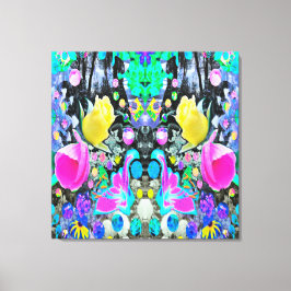 Stargazer Lily, Rose und Rosa Hibiskus Collage Leinwanddruck