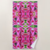 Stargazer-orientalische Lilien, großes Muster Strandtuch (Vorderseite)