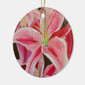 Stargazer Pink Lily Aquarell Blume Keramik Ornament (Links)