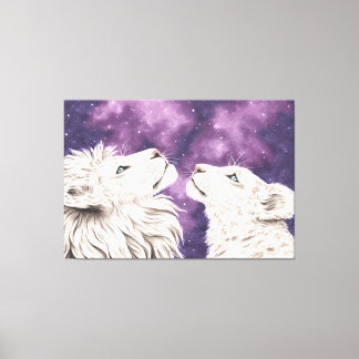Stargazers Galaxy White Lion Couple Liebe Seeleute Leinwanddruck