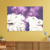 Stargazers Galaxy White Lion Couple Liebe Seeleute Leinwanddruck (Insitu (Wohnzimmer))
