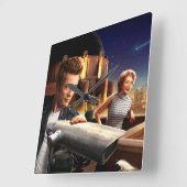 Stargazers Quadratische Wanduhr (Winkel)