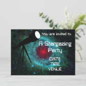 Stargazing Astronomieteleskop Party Einladung (Stehend Vorderseite)