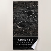 Stargazing Bachelorette Weekend Celestial Black Strandtuch (Vorderseite)