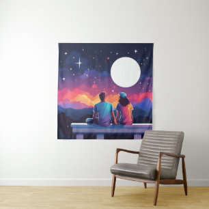 Stargazing Couple Wandteppich