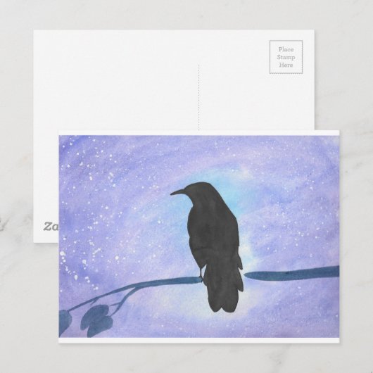 Stargazing Crow Postkarte (Vorne/Hinten)