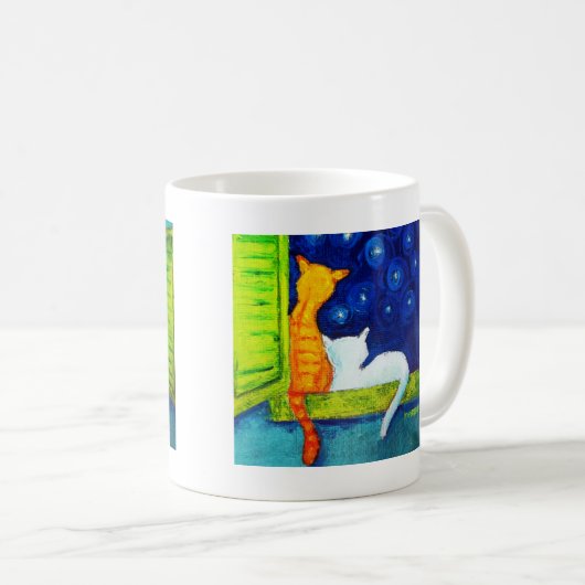 Stargazing Katzen-Kaffee-Tasse Kaffeetasse (VorderseiteRechts)