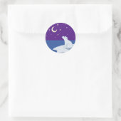 Stargazing Polar Bear Cub Art Runder Aufkleber (Tasche)