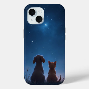 Stargazing Puppy & Kitten iPhone 15 Fall Case-Mate iPhone Hülle