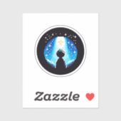 Stargazing Silhouette - Dreamy Pixel Art Night Sky Aufkleber (Blatt)