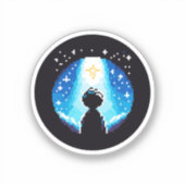 Stargazing Silhouette - Dreamy Pixel Art Night Sky Aufkleber (Vorderseite)