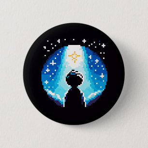 Stargazing Silhouette - Dreamy Pixel Art Night Sky Button