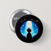 Stargazing Silhouette - Dreamy Pixel Art Night Sky Button (Vorne & Hinten)