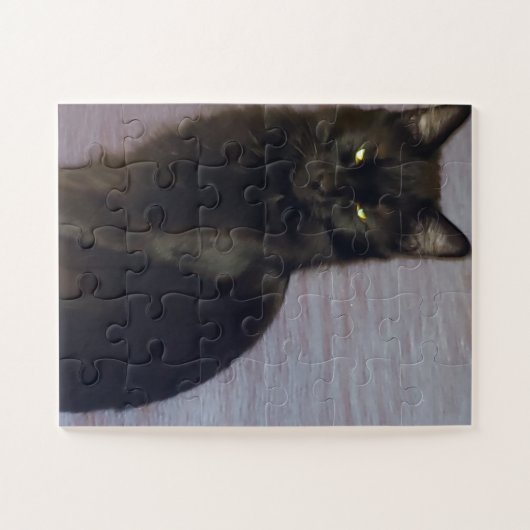 Staring Black Cat Foto Puzzle (Horizontal)