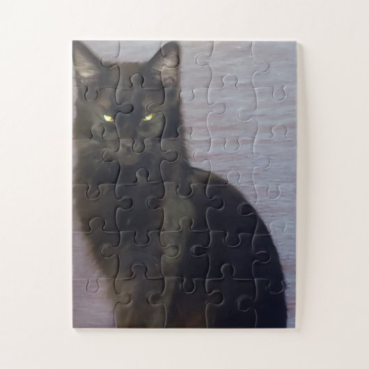 Staring Black Cat Foto Puzzle (Vertikal)