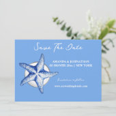 Starish blue white Save the Date (Stehend Vorderseite)