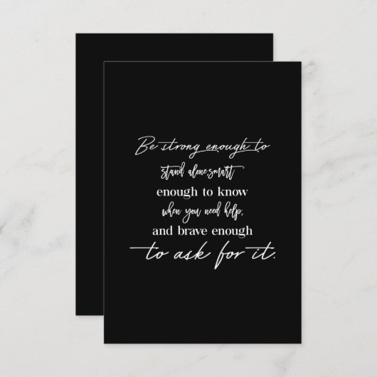 stark genug sein, um allein klug genug zu sein, um dankeskarte (Vorne/Hinten)