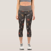 Stark, Lannister, Targaryen, Iron Throne Muster Capri Leggings (Vorderseite)