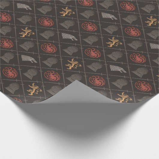 Stark, Lannister, Targaryen, Iron Throne Muster Geschenkpapier (Ecke)