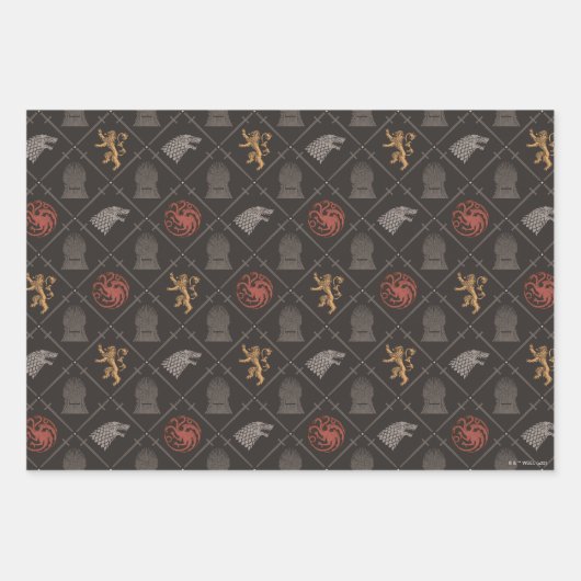 Stark, Lannister, Targaryen, Iron Throne Muster Geschenkpapier Set (Vorderseite 3)