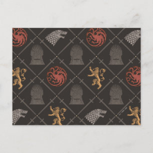 Stark, Lannister, Targaryen, Iron Throne Muster Postkarte