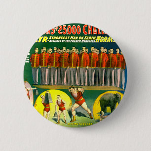 Stark Männer Zirkusshow Vintage 1898 Poster Button