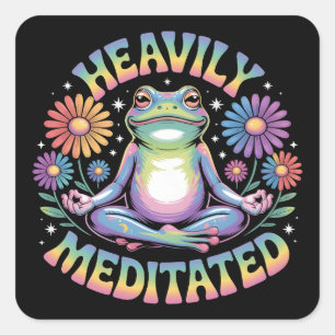 stark meditiert - Yoga-T - Shirt Quadratischer Aufkleber