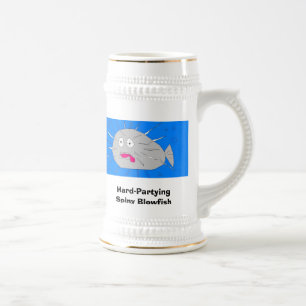 Stark Partying stacheliger Blowfish - besonders Bierglas