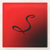 Stark rotes Monogramm Beruflich Glasuntersetzer (Vorderseite)