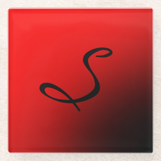 Stark rotes Monogramm Beruflich Glasuntersetzer (Vorderseite)