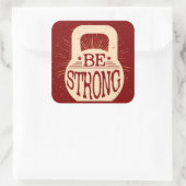 stark sein quadratischer aufkleber (Tasche)