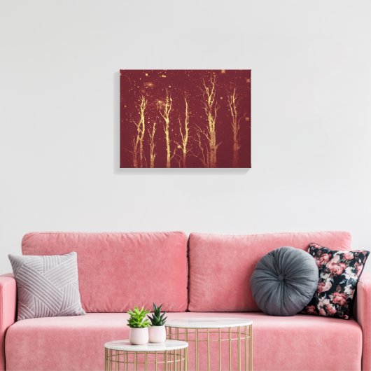 Stark Trees Deep Red Leinwanddruck (Insitu (Wohnzimmer))