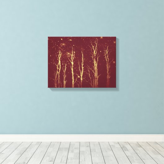 Stark Trees Deep Red Leinwanddruck (Insitu (Holzboden))