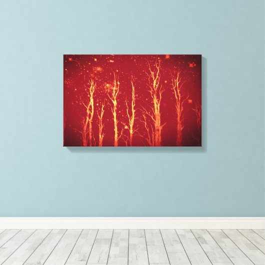 Stark Trees Starry Sky Red Nature Leinwanddruck (Insitu (Holzboden))