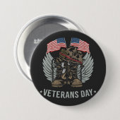 Stark und tapfer Veteranen Day USA Flag Button (Vorne & Hinten)