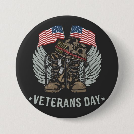 Stark und tapfer Veteranen Day USA Flag Button (Vorderseite)