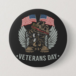 Stark und tapfer Veteranen Day USA Flag Button