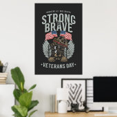 Stark und tapfer Veteranen Day USA Flag Poster (Heimbüro)