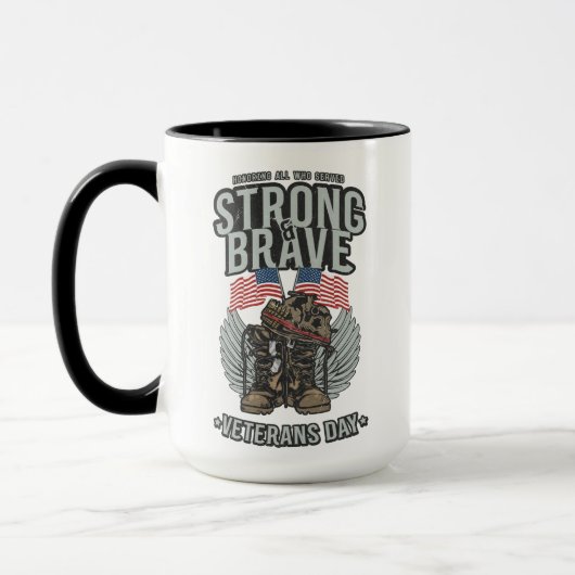 Stark und tapfer Veteranen Day USA Flag Tasse (Links)